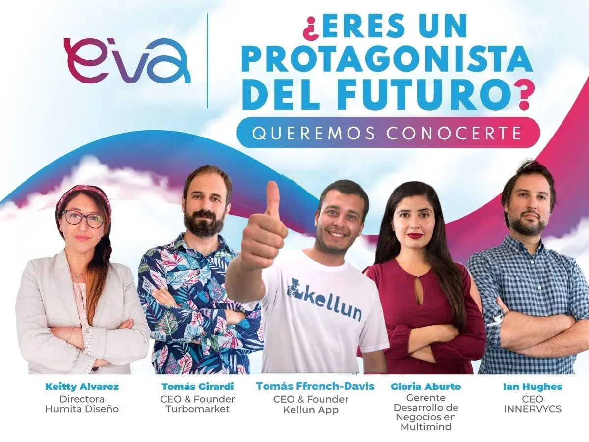 Afiche de Protagonistas del Futuro con los 5 seleccionados, entre ellos Tomás Ffrench-Davis.