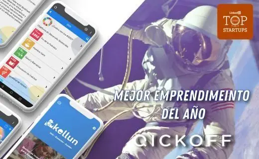 Gráfico de QuickOff anunciando a Kellun como mejor emprendimiento del año.