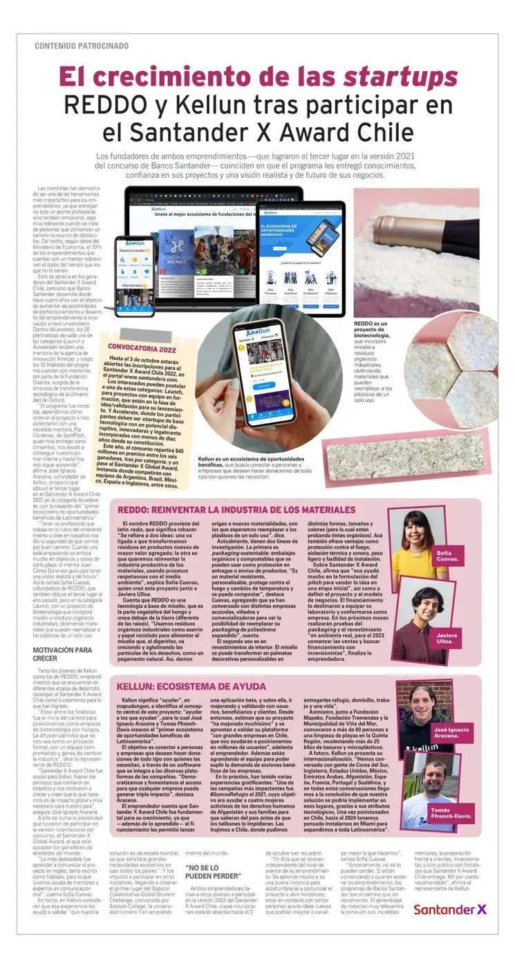 Nota de prensa de Santander X sobre el crecimiento de las startups participantes.