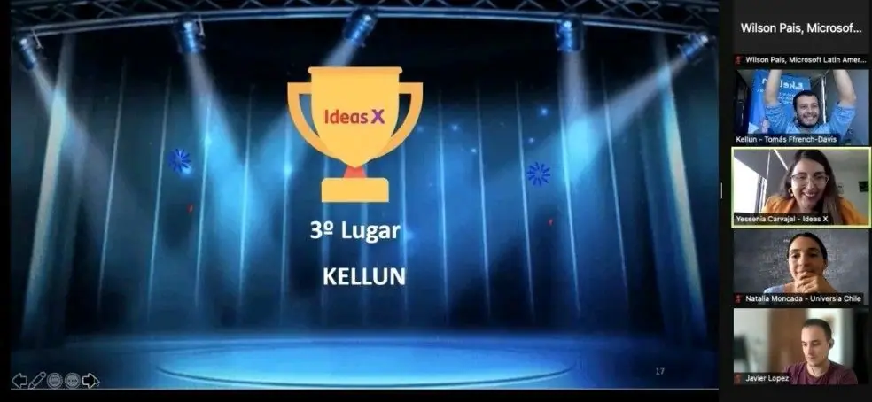 Pantalla de la ceremonia mostrando a Kellun en tercer lugar.